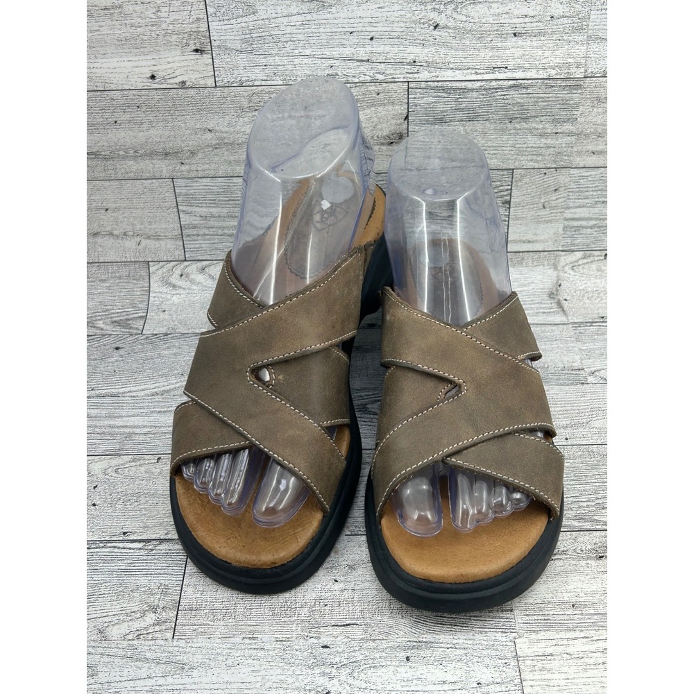 Ariat Womens Brown Leather Cross Strap Slide Sandals Style 21432 Size 6.5 B